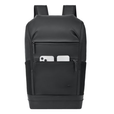 4. Rivacase Eden City Backpack Black Polyester, Waxed Leather (Pull Up)