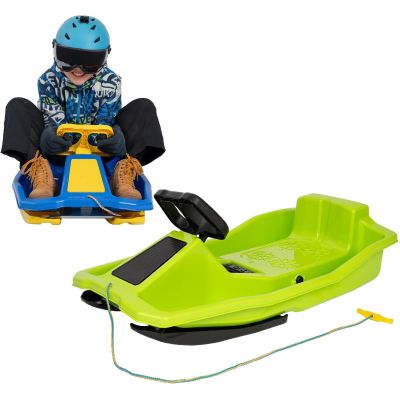 19. PLASTIC SLEDGE WITH BRAKE AND HANDLEBAR SANTA CLAUS 97x53x25CM GREEN
