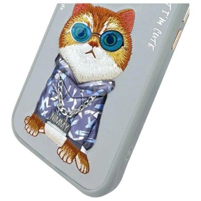 10. Nimmy Glasses Cool Cat iPhone 15 Case - Gray