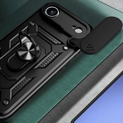 3. Hybrid Armor Camshield iPhone 17 Air Case with Stand and Camera Cover - Black