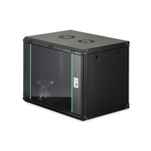 DYNAmic 19" 9U wall-mounted network cabinet 600x450, glass door, black, undivided, assembled, 60kg