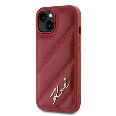 2. Karl Lagerfeld Diagonal Quilted Script case for iPhone 15 / 14 / 13 - red