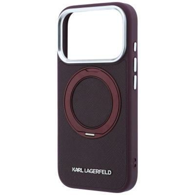 6. Karl Lagerfeld Ring Stand 360 Saffiano Classic Logo MagSafe case for iPhone 18 Pro Max / 17 Pro Max - burgundy