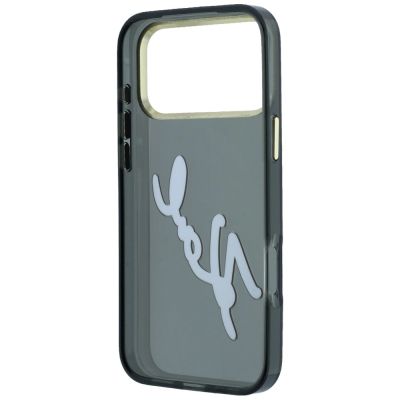 7. Karl Lagerfeld IML Big Signature Resin Metal Frame Case for iPhone 18 Pro Max / 17 Pro Max - Black