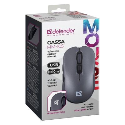 5. DEFENDER GASSA MM-105 RF SILENT Mouse, Grey
