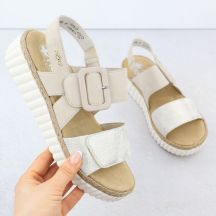 Women's beige wedge sandals Rieker 69260-60