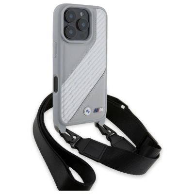3. BMW M Edition Carbon Stripe & Strap iPhone 16 Pro Max Case - Gray