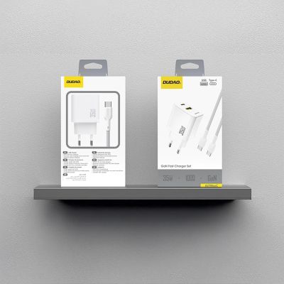 6. Dudao A27MaxCEU PD QC 35W USB-A USB-C Wall Charger with USB-C Cable - White