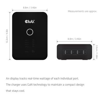 4. CLUB3D CAC-1933 Charging Station with 4 USB-C® Ports 240W GaN PD 3.1 + PPS + LED Display