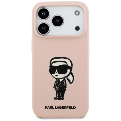 3. Karl Lagerfeld Silicone Karl Sketch & Logo MagSafe Case for iPhone 17 Pro Max - Pink