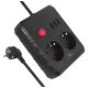 MACLEAN POWER STRIP, EXTENSION CORD 2 OUTLETS + 3XUSB, 110-240V AC 50/60HZ, 2.1A MAX 2500W, 1.5M, BLACK MCE387 B