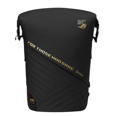 12. ASUS ROG SLASH Backpack Edition 20 Roll-Up Backpack Black Polyester, Waxed Leather (Pull Up)