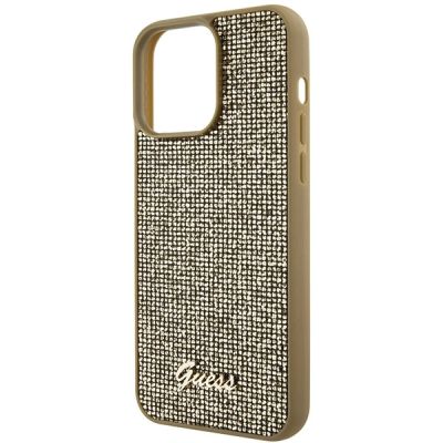 6. Guess Disco Metal Script case for iPhone 15 Pro Max - gold