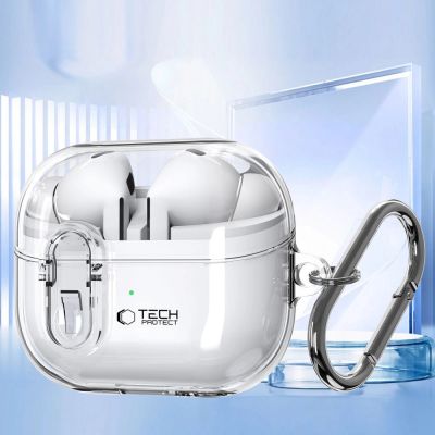 5. Tech-Protect FlexAir Case with Carabiner for Samsung Galaxy Buds 3 / 3 Pro - Transparent