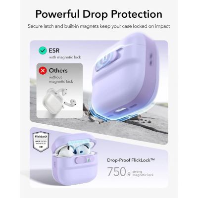 6. ESR Pulse HaloLock MagSafe Case for Apple AirPods 4 / 5 - purple