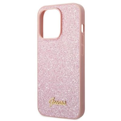 6. Guess GUHCP14LHGGSHP iPhone 14 Pro 6,1" różowy/pink hard case Glitter Script