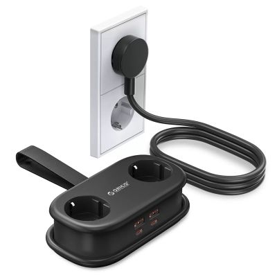 2. Orico AP3 20W GaN 5in1 Power Strip 2x AC + 2x USB-A + 1x USB-C - Black