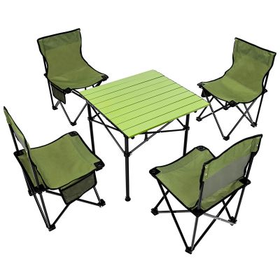 6. 5-IN-1 TRAVEL SET TABLE AND 4 CHAIRS GREEN