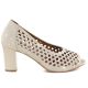 2. Beige open toe pumps with openwork heel, Jezzi ASA283-7