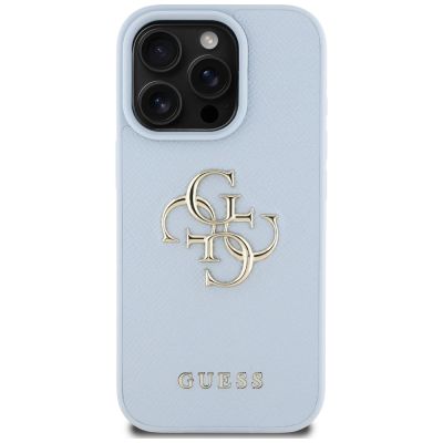 3. Guess Grained Big 4G Logo Small Classic Logo case for iPhone 16 Pro - blue