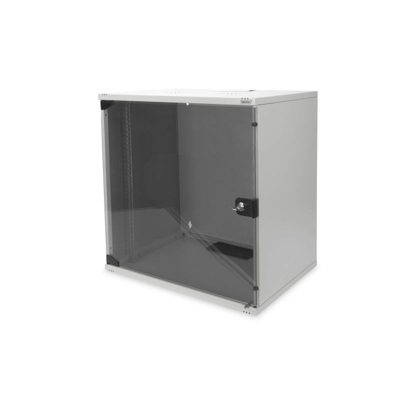 8. Digitus 19" 12U wall-mounted network cabinet 540x400, glass door, gray, undivided, unassembled, 60kg