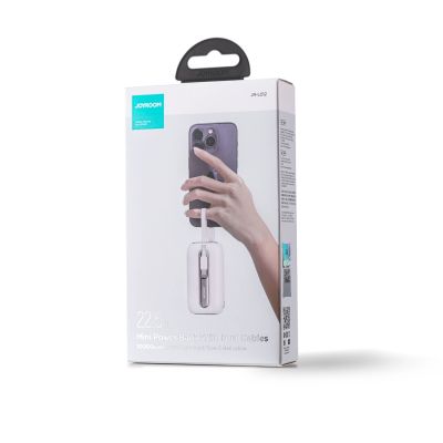 5. Joyroom mini powerbank 10000mAh Colorful Series 22.5W with 2 built-in USB C and Lightning cables white (JR-L012)