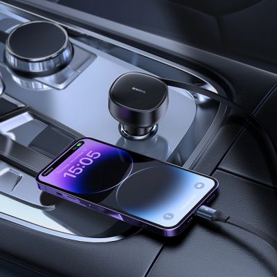10. Baseus Enjoyment Pro 55W USB-A Car Charger with Retractable Lightning Cable - Black