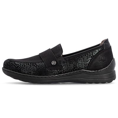 3. Women's comfortable black moccasin shoes Rieker 48968-00