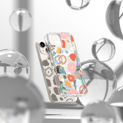 3. Ringke Fusion Design Armored Sleeve Cover with Gel Frame for iPhone 14 Plus transparent (Floral) (FD637E31)