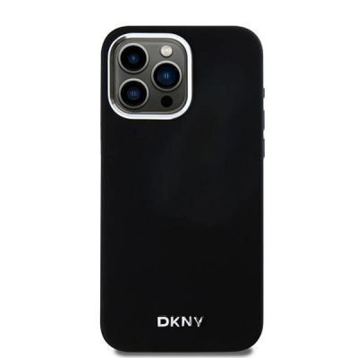 3. DKNY Liquid Silicone Small Metal Logo MagSafe Case for iPhone 14 Pro Max - Black