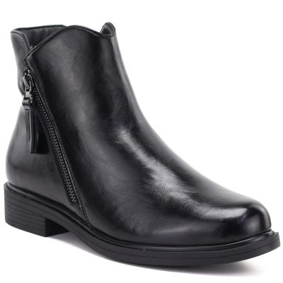 Women’s insulated black leather ankle boots Potocki JE19485ac