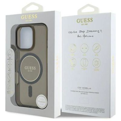 8. Guess IML Glitter Circle MagSafe case for iPhone 16 Pro Max - black