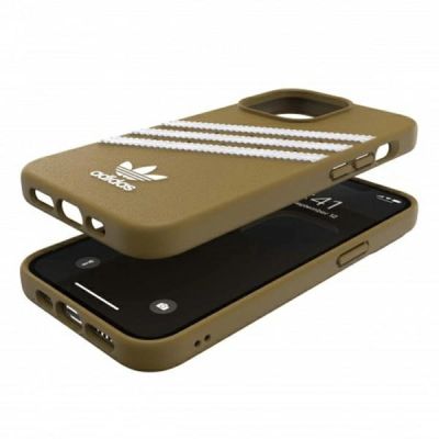 6. Adidas OR Molded Case PU for iPhone 13 Pro Max - Beige and Gold