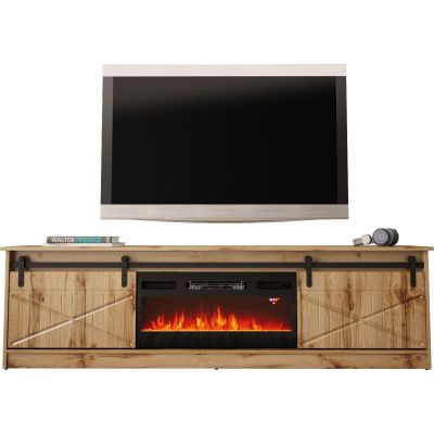 2. GRANERO TV cabinet + fireplace 200x56.7x35 Wotan oak