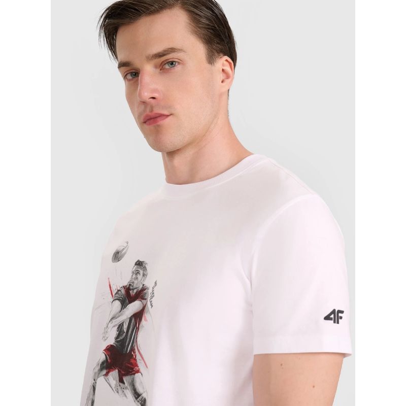 3. Men's regular t-shirt with volleyball print 4F 4FRAW25TTSHM3237-10S