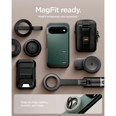 13. Spigen Tough Armor Mag MagSafe Case for Google Pixel 11 - Dark Green