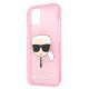 6. Karl Lagerfeld Glitter Karl's Head Case for iPhone 13 mini - Pink