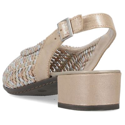 4. Women's metallic beige sandals Rieker 47078-90