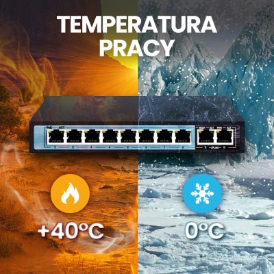 5. Extralink Switch PoE CERES 8x 100Mb/s PoE/PoE+, 2x RJ45 Uplink 100Mb/s, 96W