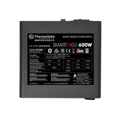 4. Thermaltake Smart 600W RGB Power Supply PS-SPR-0600NHSAWE-1 (600W; Active; 120mm)