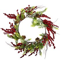 DECORATIVE DOOR WREATH 60 CM RED