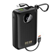 Dudao K14+ Powerbank 20000mAh 22.5W USB-C / USB-A / Built-in Lightning and USB-C Cables - Black