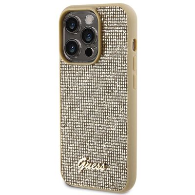 2. Guess Disco Metal Script case for iPhone 15 Pro - gold