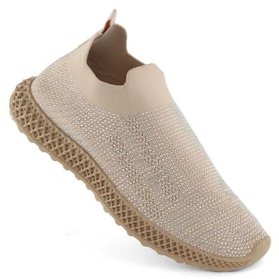 11. D&A W OLI257A beige slip-on sneakers with rhinestones