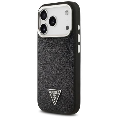 2. Guess Glitter Triangle Logo MagSafe Case for iPhone 17 Pro - Black