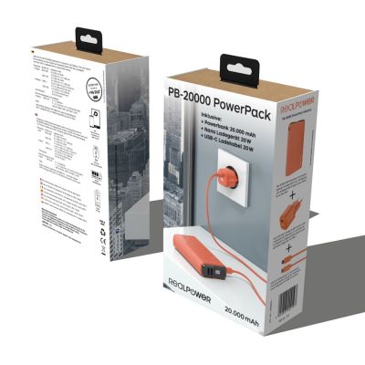 5. Powerbank RealPower Powerbank PB-20000 Orange Set 20,000mAh