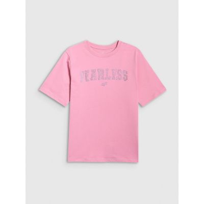 7. Girls' loose T-shirt with print 4F 4FJRSS26TTSHF3453-56S