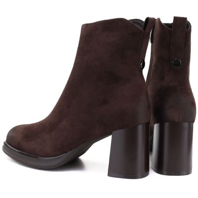 5. Women’s Chocolate Brown Heeled Platform Ankle Boots Potocki SZ12844