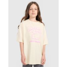 Oversized T-shirt with print for girls 4F 4FJRAW25TTSHF3197-12S
