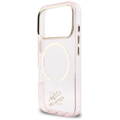 6. Karl Lagerfeld IML KL Script Logo MagSafe Case for iPhone 17 Pro Max - Pink